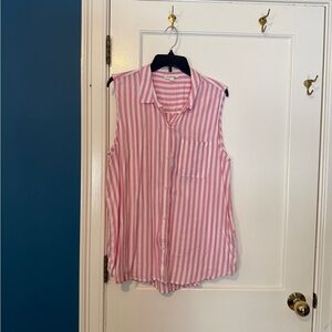 beachlunchlounge Pink and White Striped Button Down Shirt